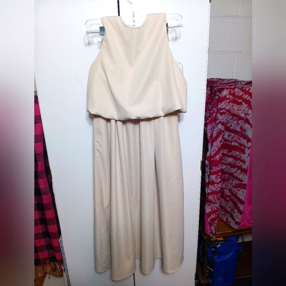 Elegant Cream Sleeveless Skirt Set